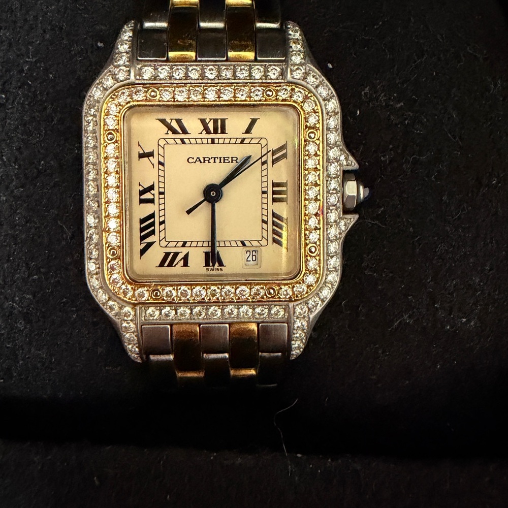 SOLD!!!! Cartier Two-Tone Gold and Steel Diamond-Set Women’s Watch